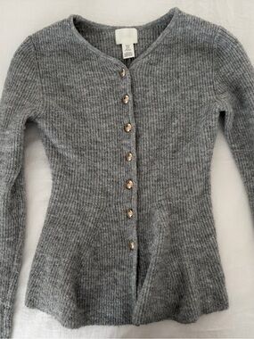 H&M Gray Ribbed Button Cardigan